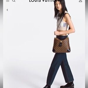 Louis Vuitton Brown Damier Ebene Shoulder Bag with Black Trim